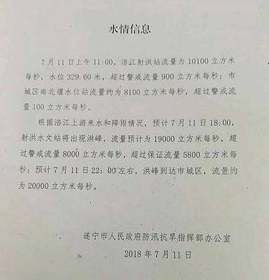 涪江特大洪水來(lái)襲 關(guān)注遂寧段汛情，更需重視污水處理與再生利用